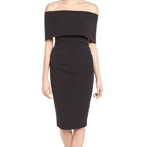 Vince Camuto Off-Shoulder Black Midi Dress